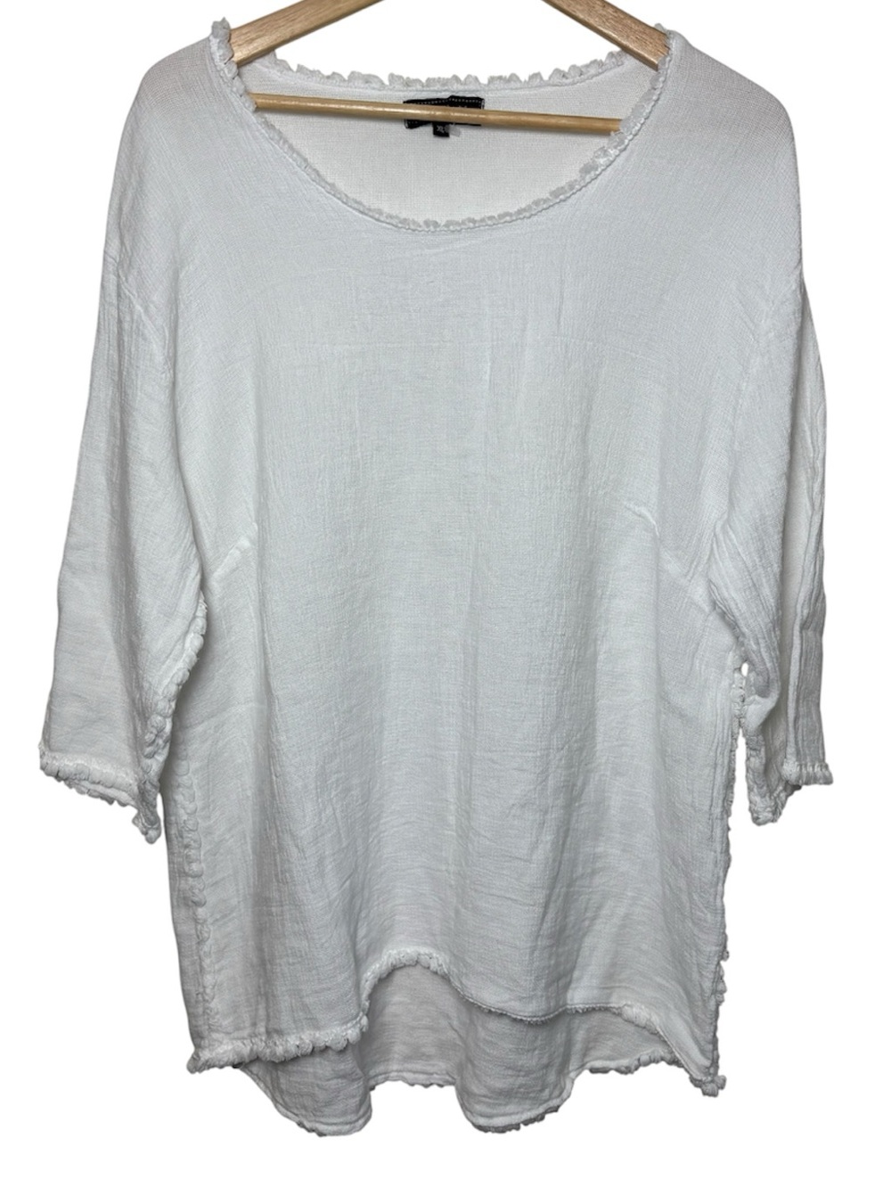 Flora Ashley Shirt Women XL White Linen Cotton Gauze Coastal Top Made Italy NWOT